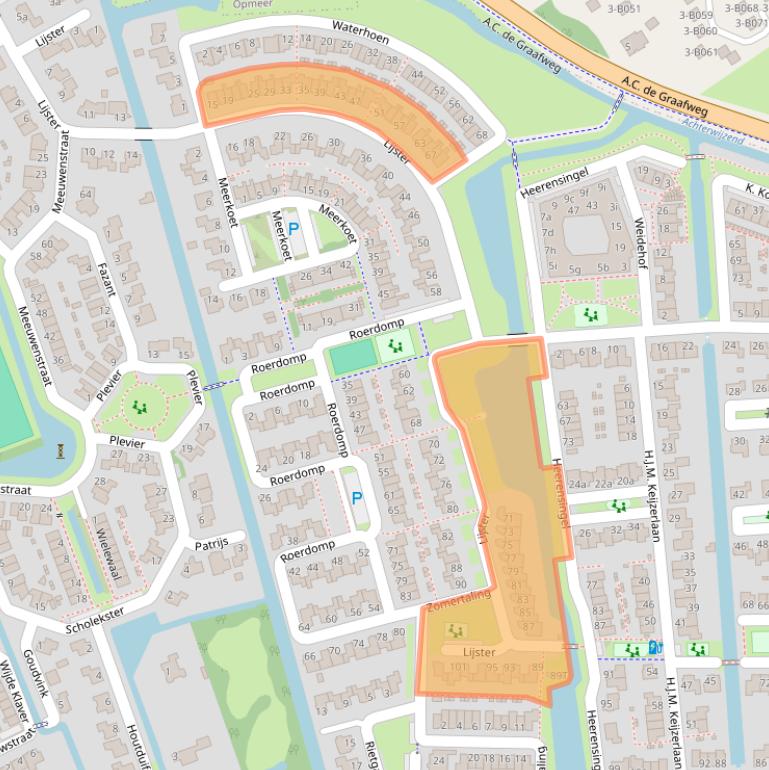 Kaart van postcodegebied 1715HC.