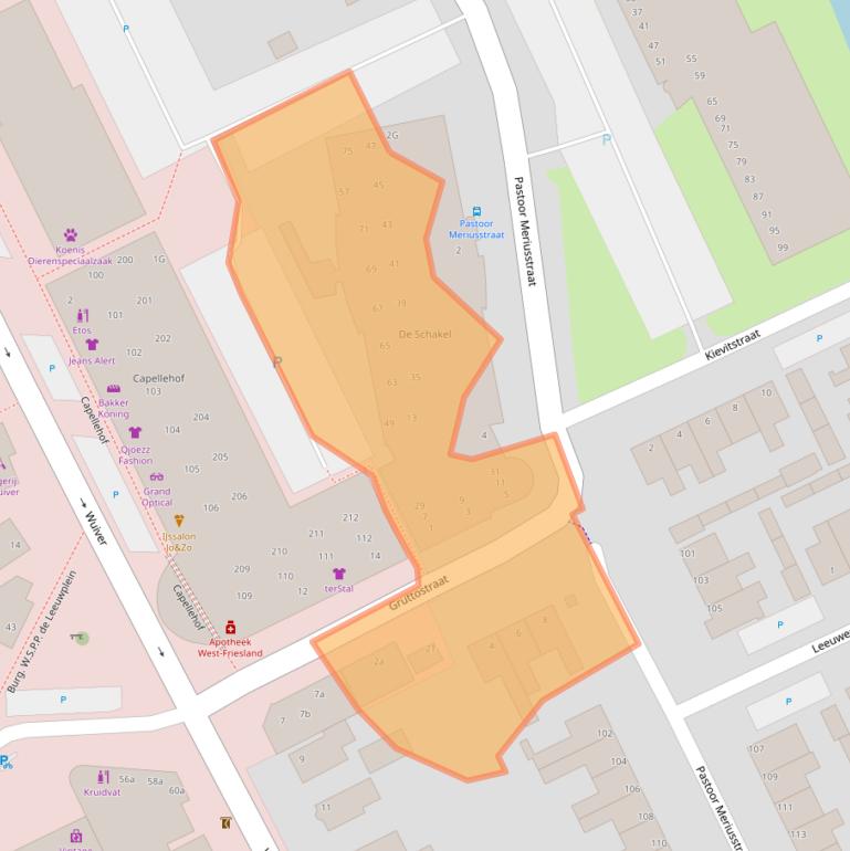 Kaart van postcodegebied 1715VJ.