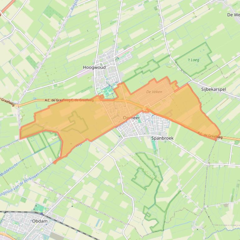 Kaart van postcodegebied 1716.