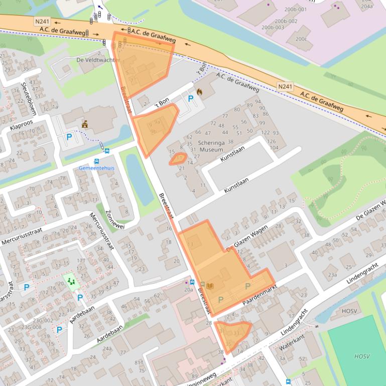 Kaart van postcodegebied 1716DA.