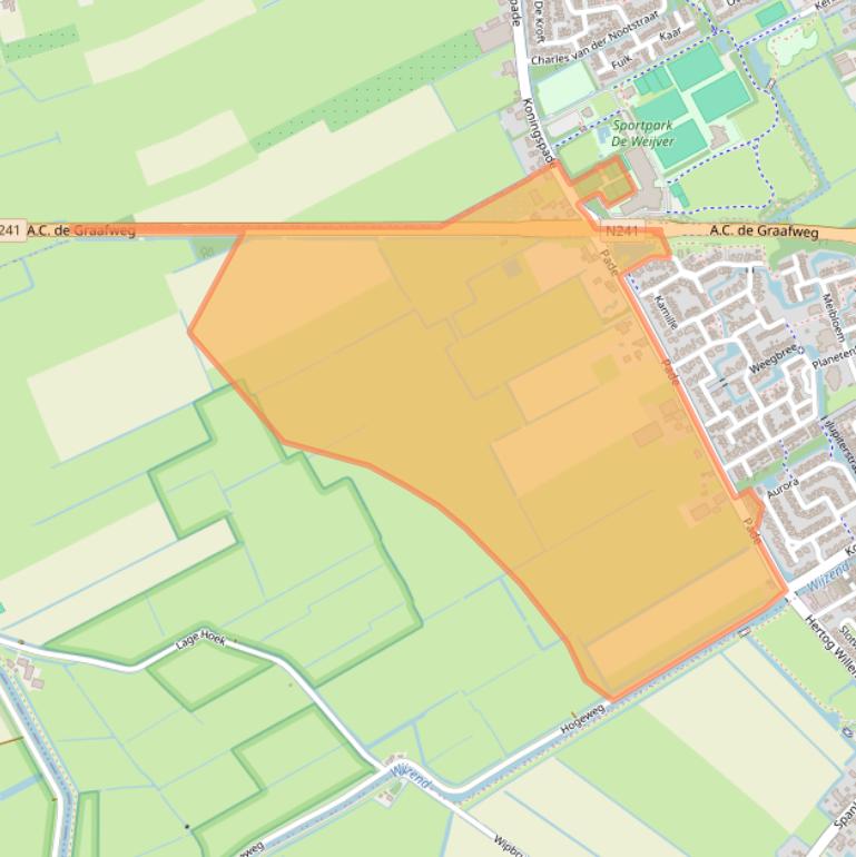 Kaart van postcodegebied 1716KA.