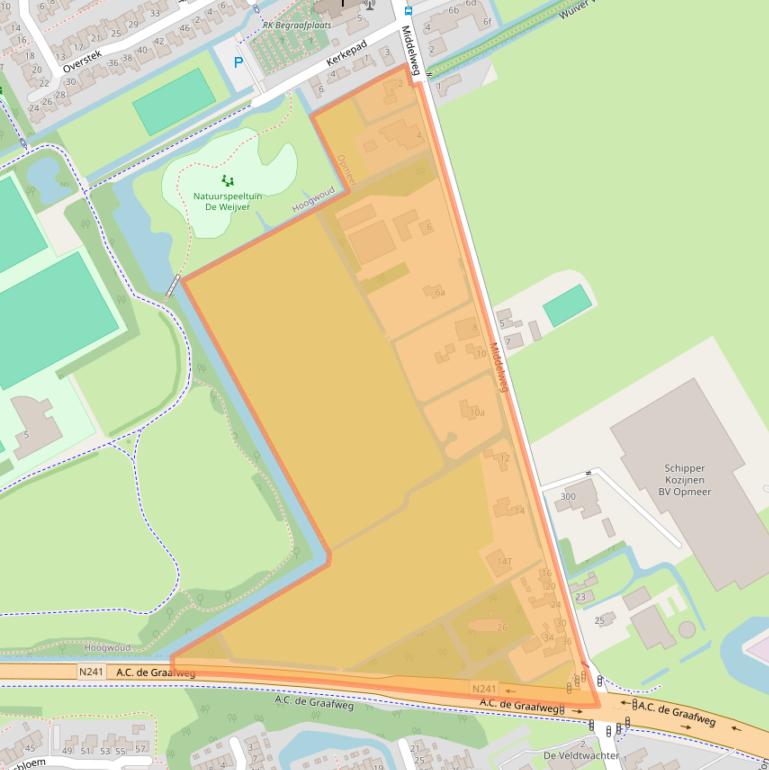 Kaart van postcodegebied 1716KC.