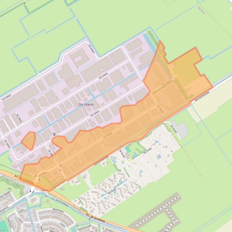 Kaart van postcodegebied 1716KE.