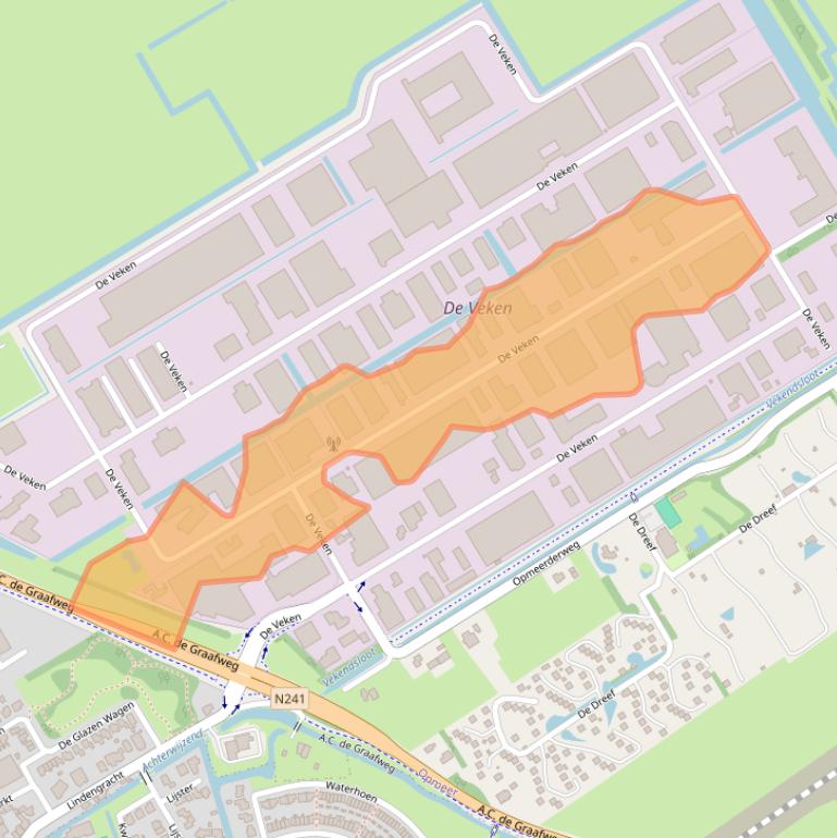 Kaart van postcodegebied 1716KG.