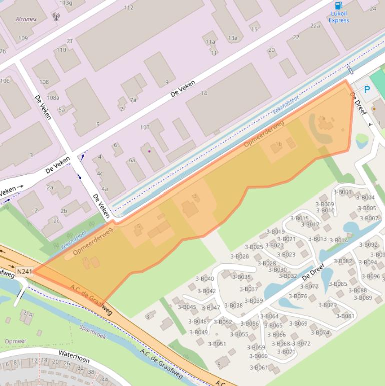 Kaart van postcodegebied 1716KH.