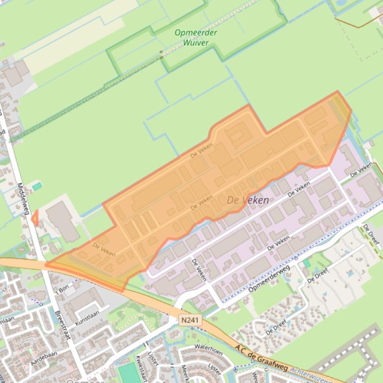 Kaart van postcodegebied 1716KJ.