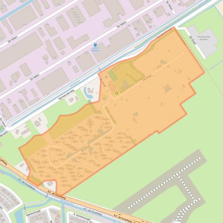 Kaart van postcodegebied 1716KK.