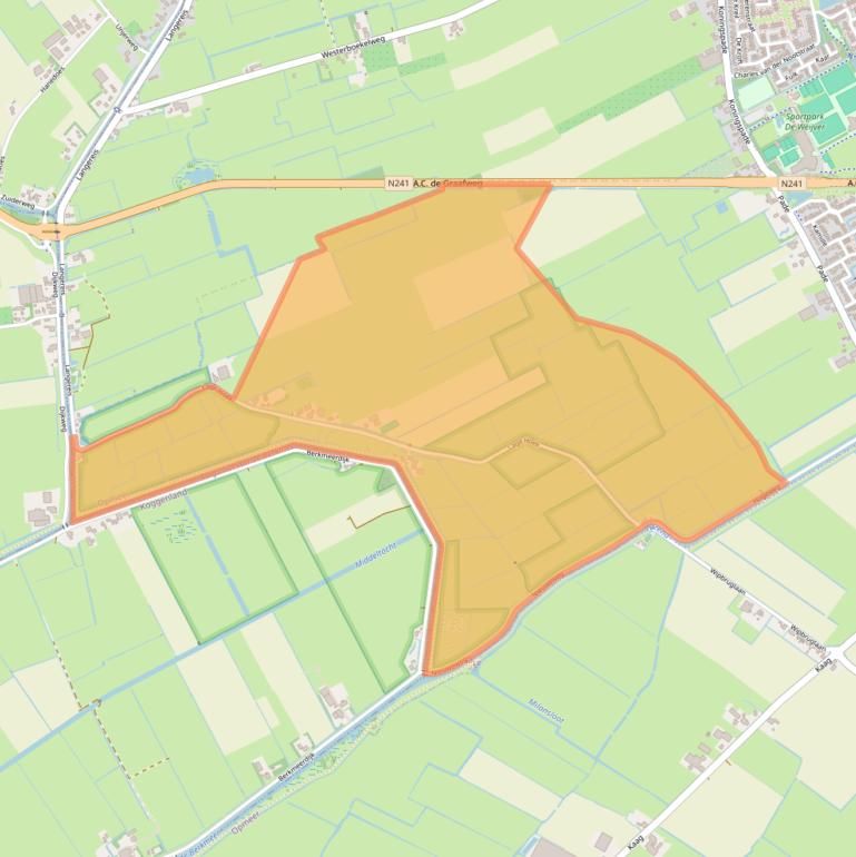 Kaart van postcodegebied 1716MA.