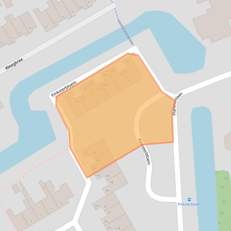 Kaart van postcodegebied 1716VD.