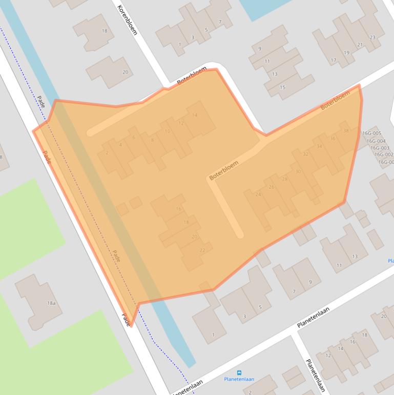 Kaart van postcodegebied 1716VK.