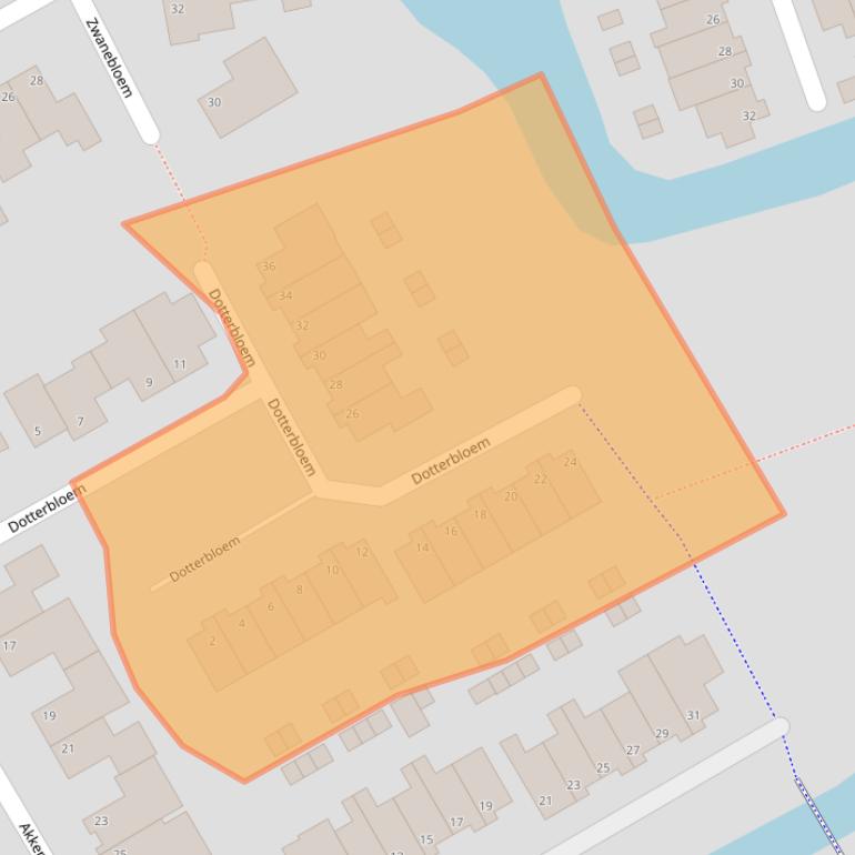 Kaart van postcodegebied 1716VP.