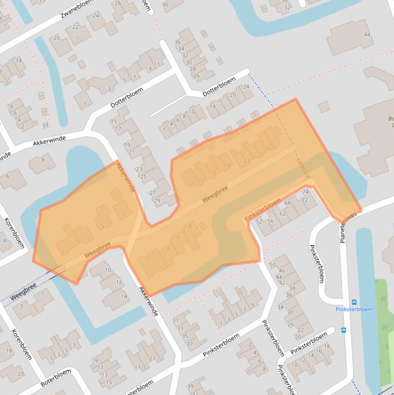 Kaart van postcodegebied 1716VR.