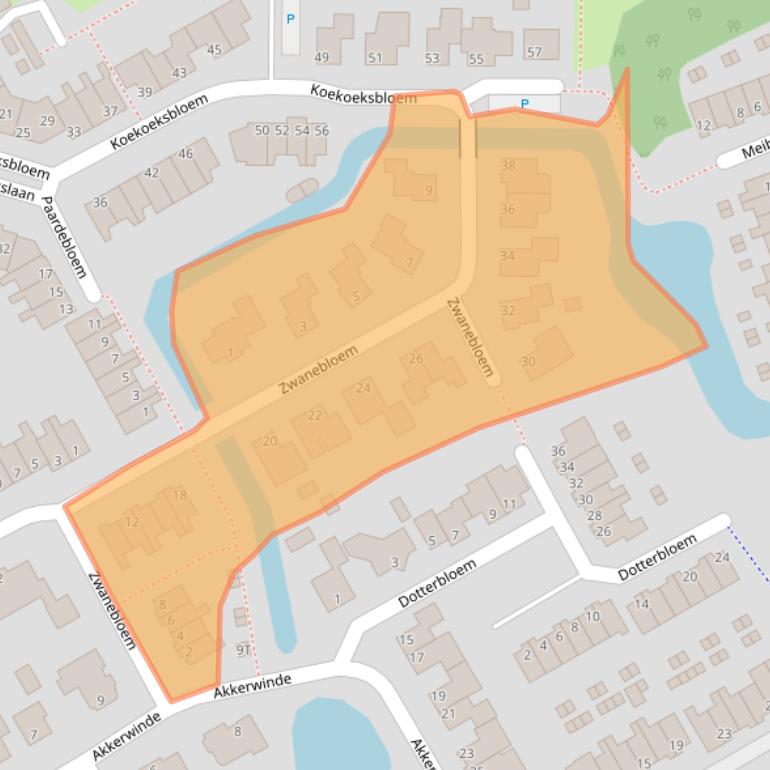 Kaart van postcodegebied 1716VT.