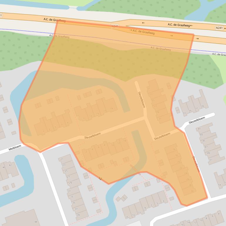 Kaart van postcodegebied 1716VV.