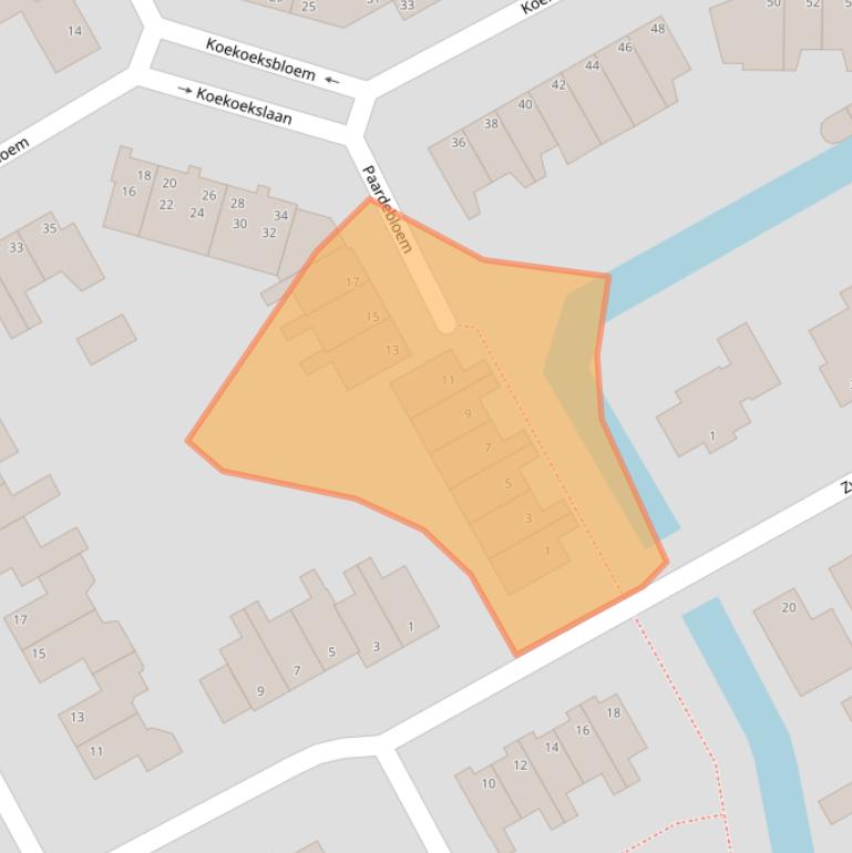 Kaart van postcodegebied 1716VZ.