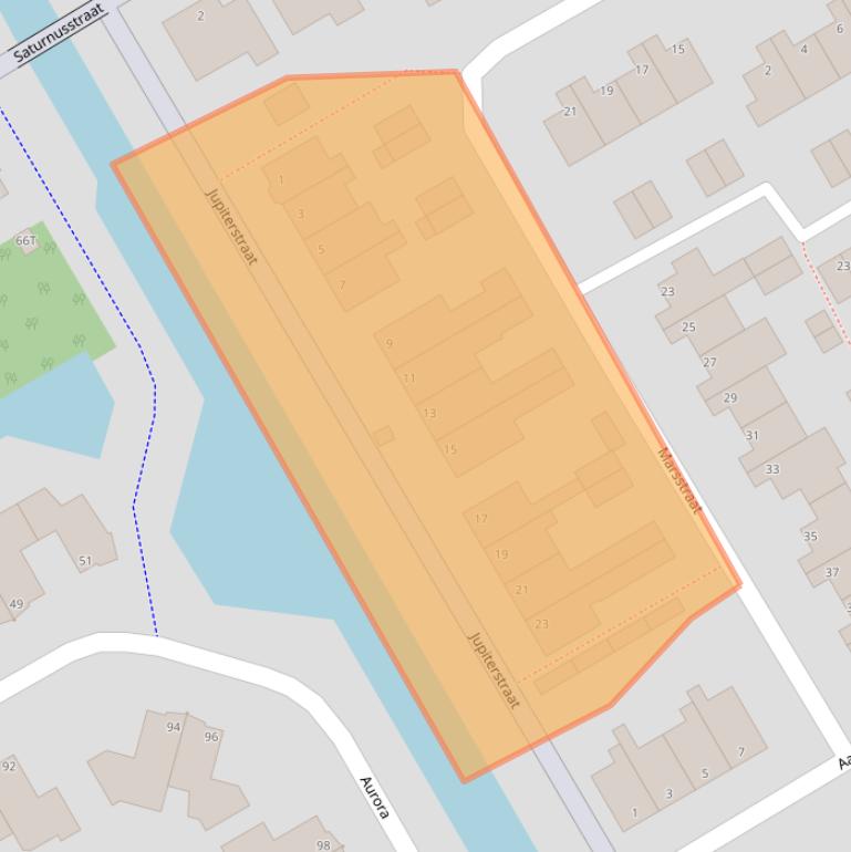 Kaart van postcodegebied 1716WE.