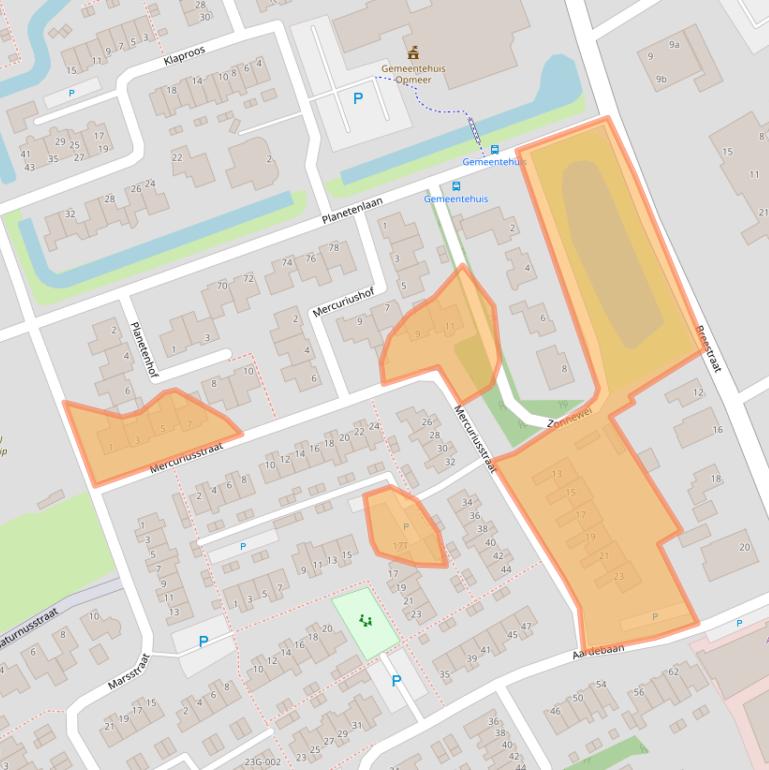 Kaart van postcodegebied 1716WL.