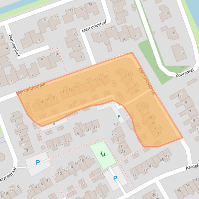 Kaart van postcodegebied 1716WN.