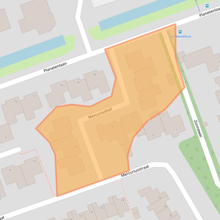 Kaart van postcodegebied 1716WR.