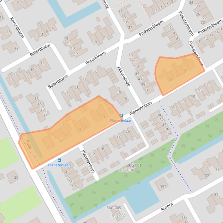 Kaart van postcodegebied 1716WT.