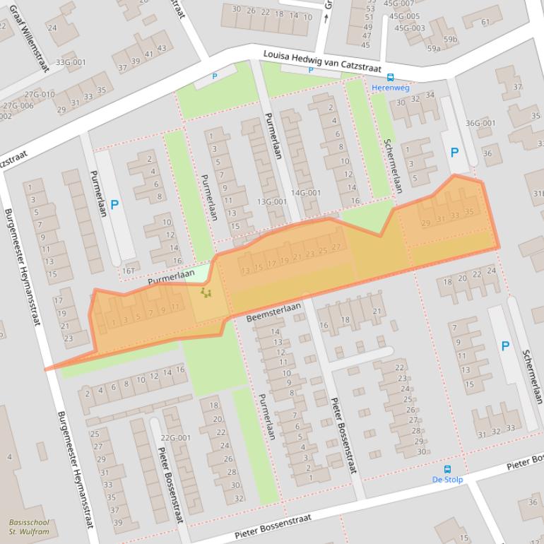 Kaart van postcodegebied 1718AL.