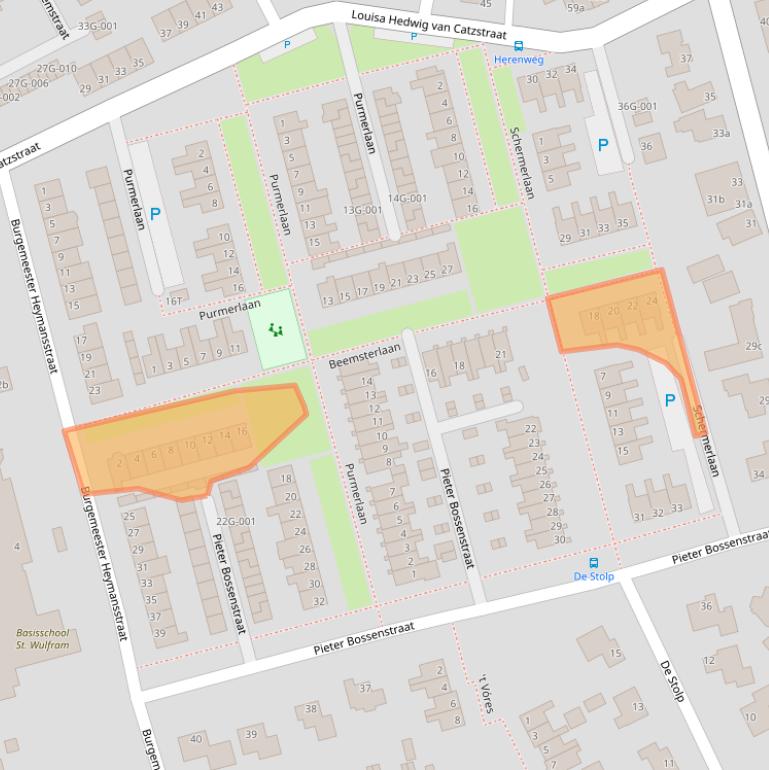 Kaart van postcodegebied 1718AM.