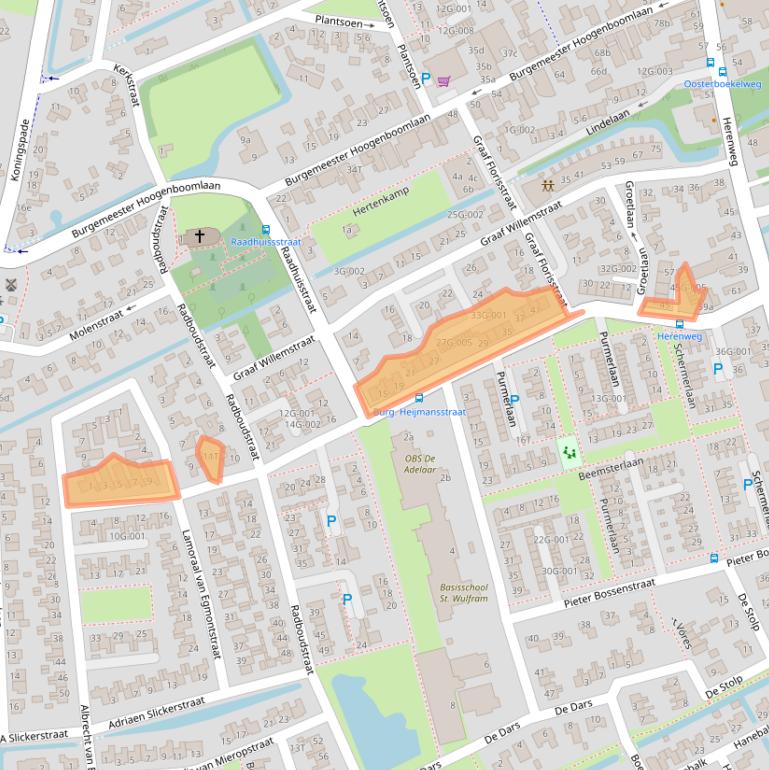 Kaart van postcodegebied 1718BV.