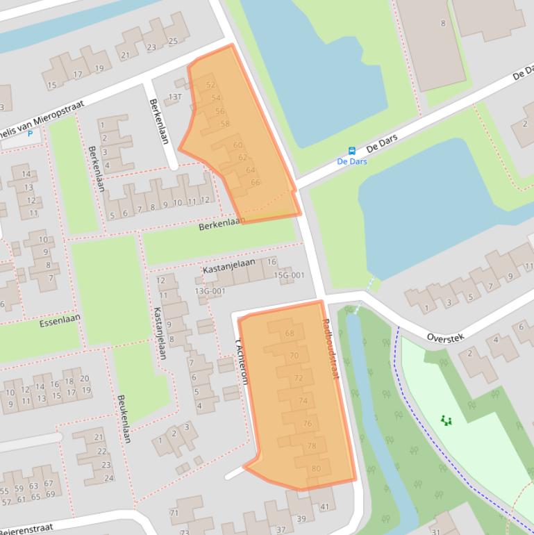 Kaart van postcodegebied 1718CE.