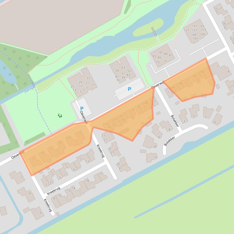 Kaart van postcodegebied 1718DA.