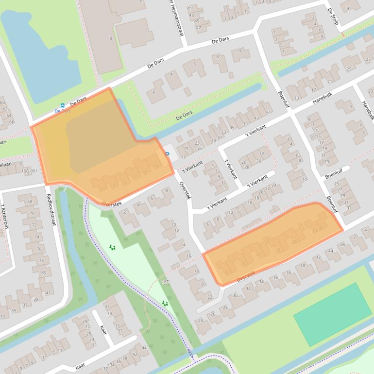 Kaart van postcodegebied 1718EC.