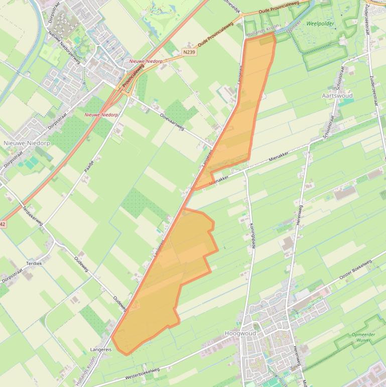 Kaart van postcodegebied 1718MC.