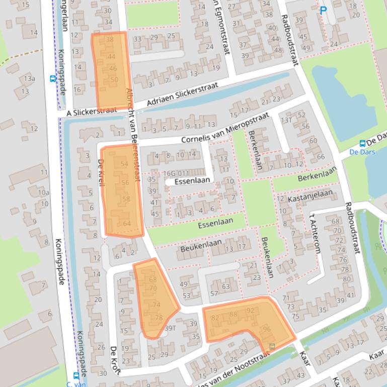 Kaart van postcodegebied 1718XK.