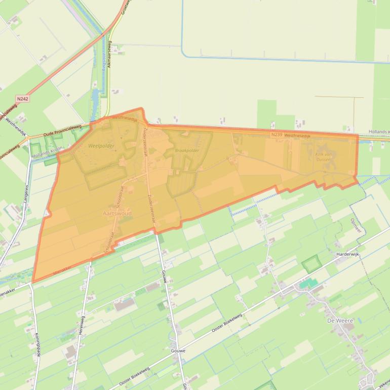 Kaart van postcodegebied 1719.