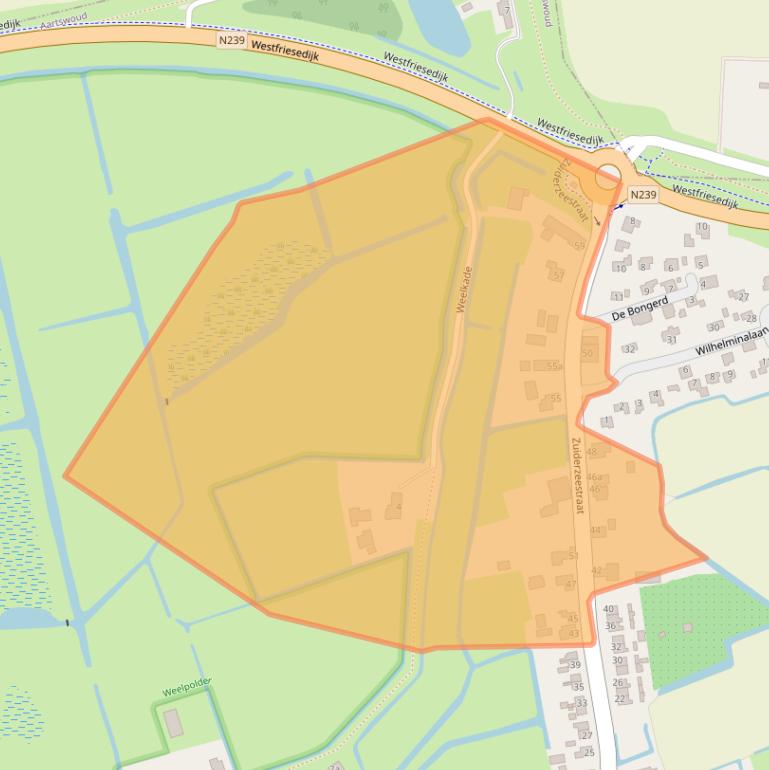 Kaart van postcodegebied 1719LC.