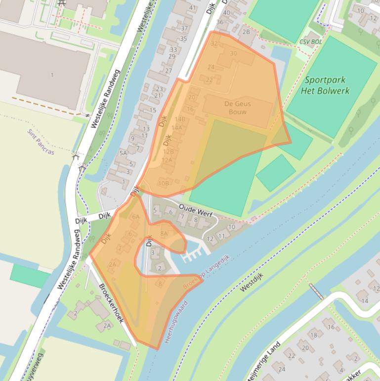 Kaart van postcodegebied 1721AE.