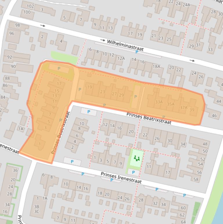 Kaart van postcodegebied 1721AS.