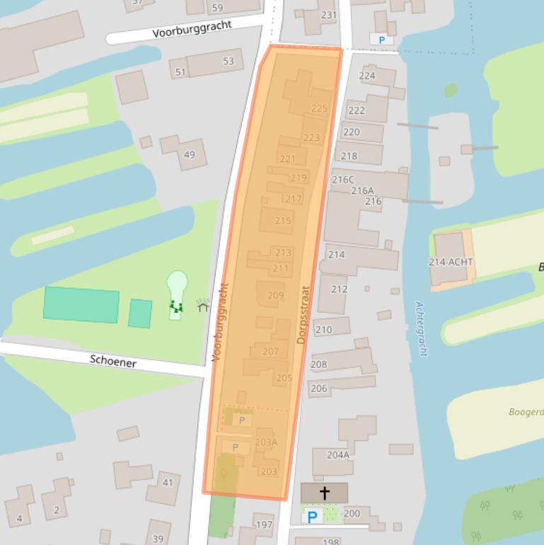 Kaart van postcodegebied 1721BJ.