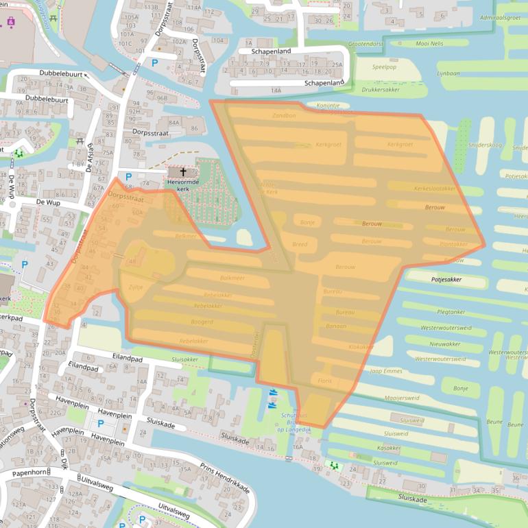 Kaart van postcodegebied 1721BL.