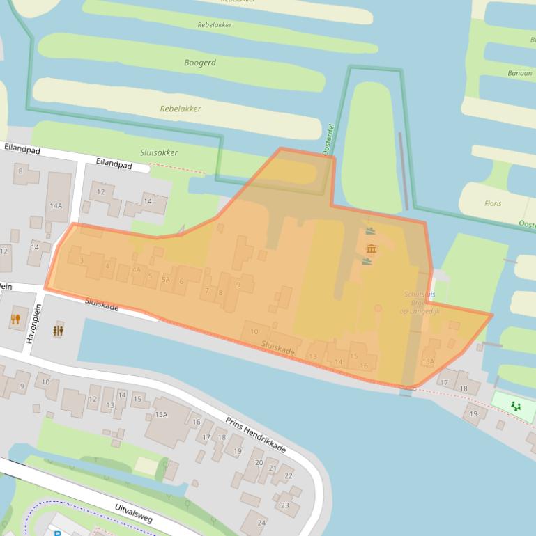 Kaart van postcodegebied 1721CB.