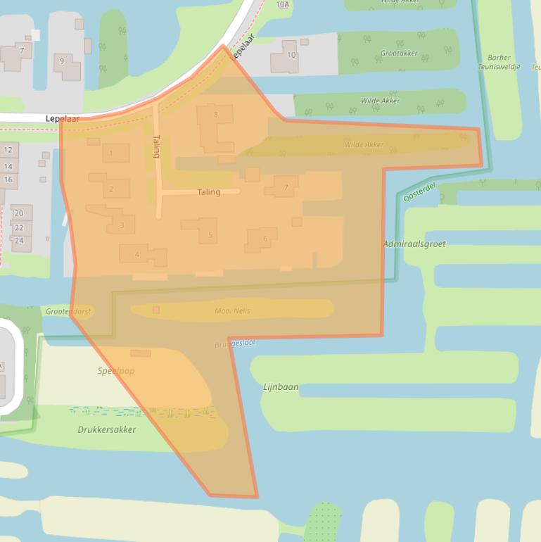 Kaart van postcodegebied 1721DC.