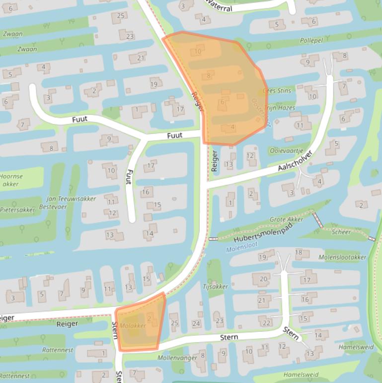 Kaart van postcodegebied 1721DP.