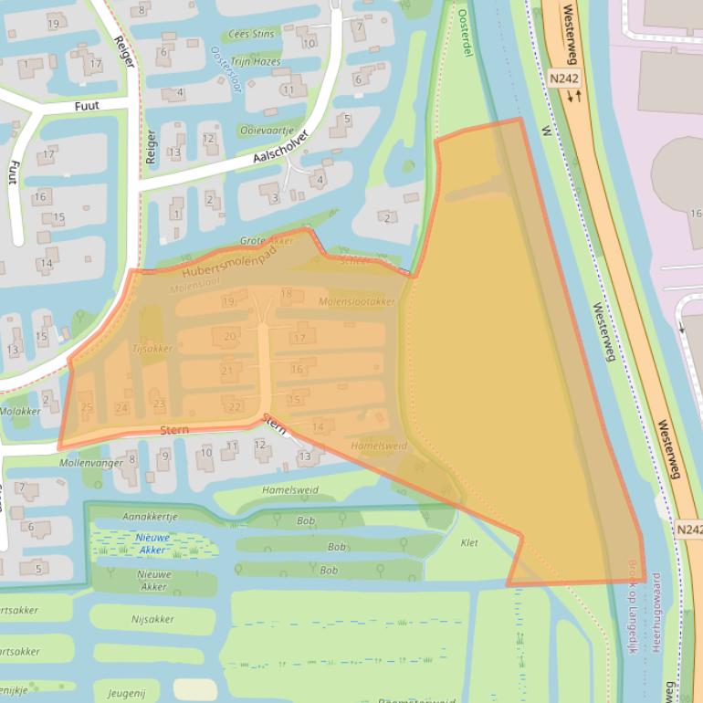 Kaart van postcodegebied 1721DS.