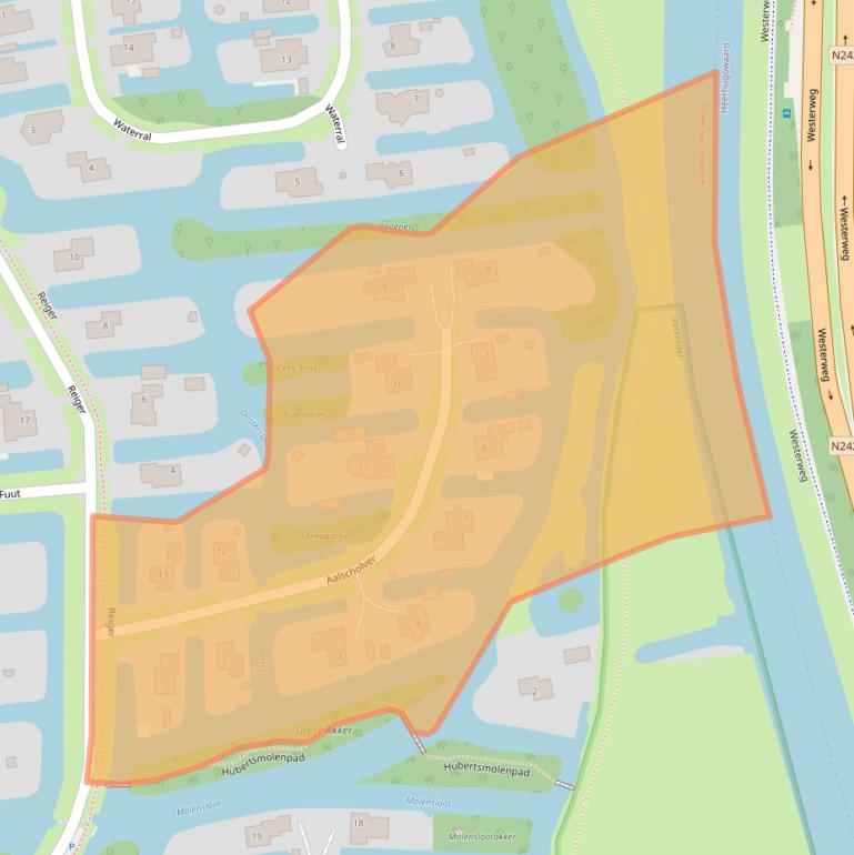 Kaart van postcodegebied 1721DT.