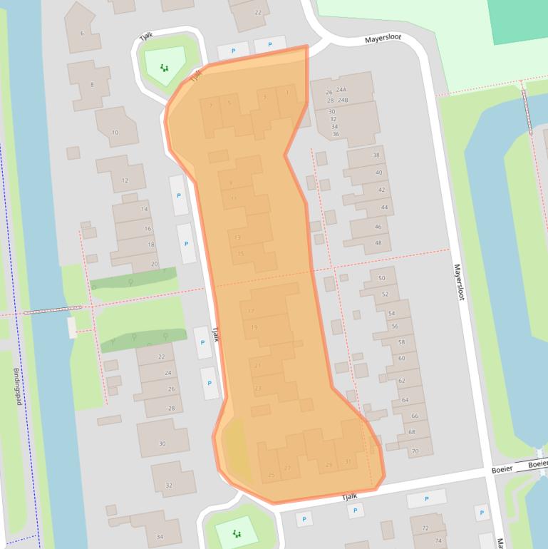 Kaart van postcodegebied 1721GJ.