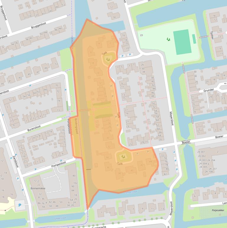 Kaart van postcodegebied 1721GK.
