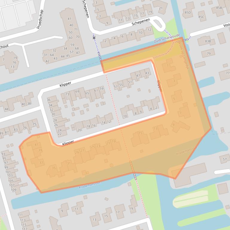 Kaart van postcodegebied 1721GT.