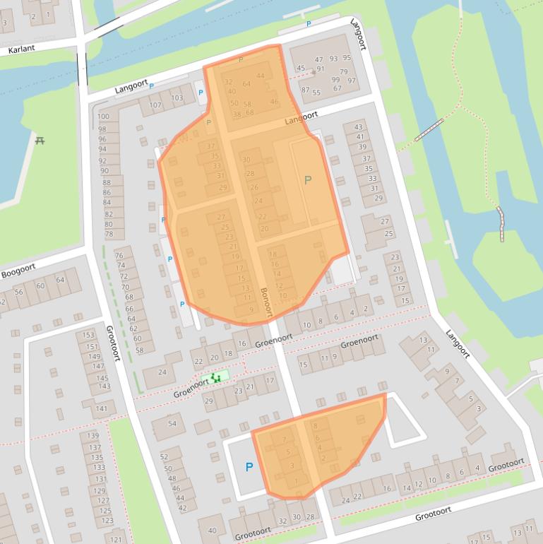 Kaart van postcodegebied 1721JE.