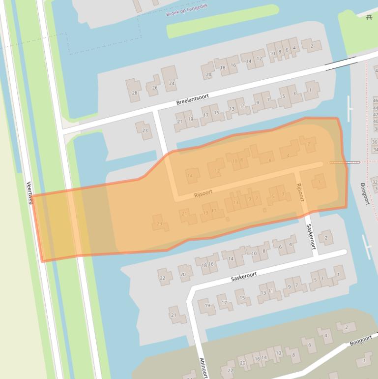 Kaart van postcodegebied 1721JJ.
