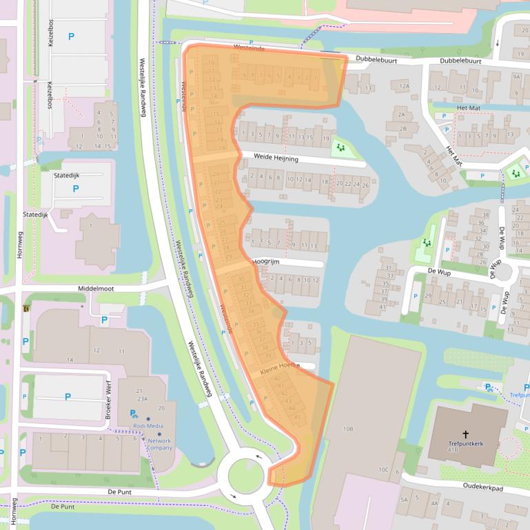 Kaart van postcodegebied 1721PZ.