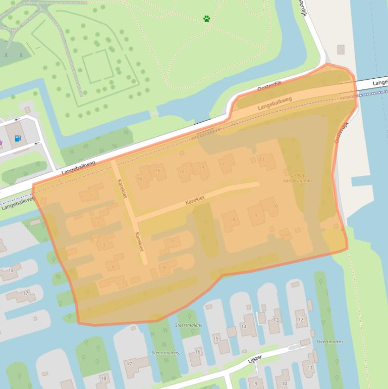 Kaart van postcodegebied 1722DB.